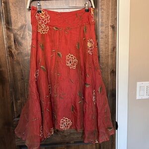 Bohemiam Witch Silk Embroidered Lined Skirt Bohemian Halloween Costume